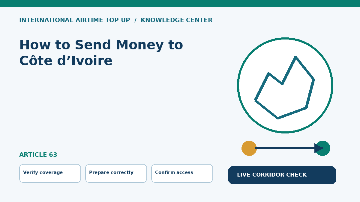 How to Send Money to Côte d’Ivoire — Verify coverage, Prepare correctly, Confirm access