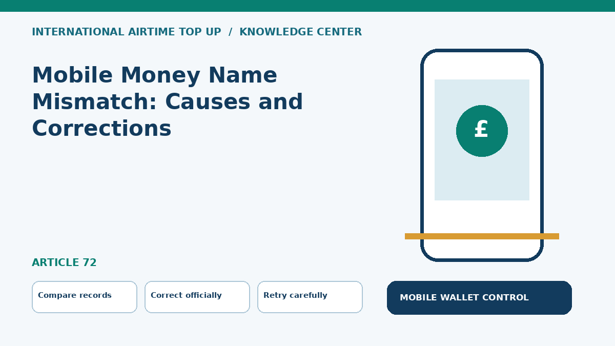 Mobile Money Name Mismatch: Causes and Corrections — Compare records, Correct officially, Retry carefully