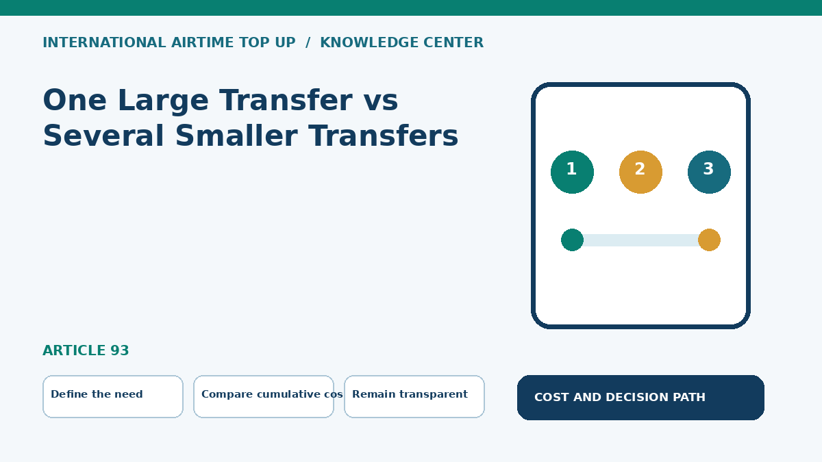 One Large Transfer vs Several Smaller Transfers — Define the need, Compare cumulative cost, Remain transparent