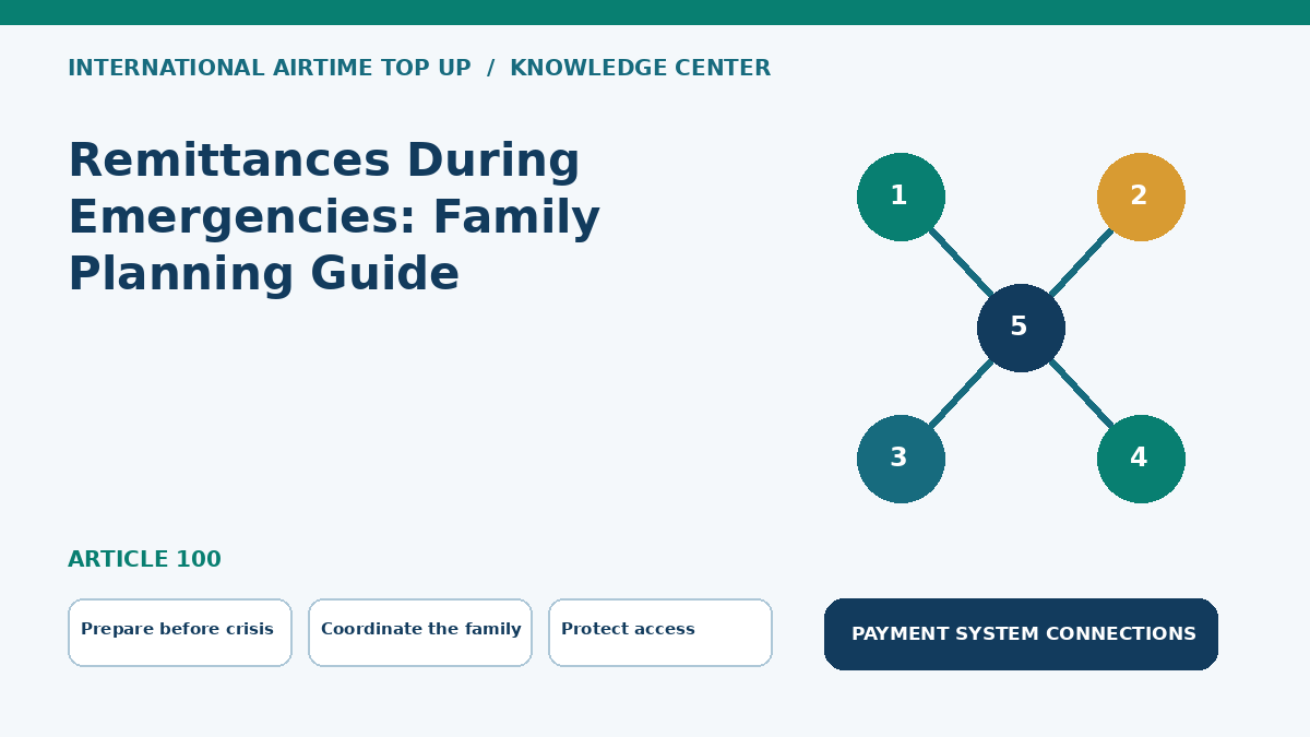 Remittances During Emergencies: Family Planning Guide — Prepare before crisis, Coordinate the family, Protect access