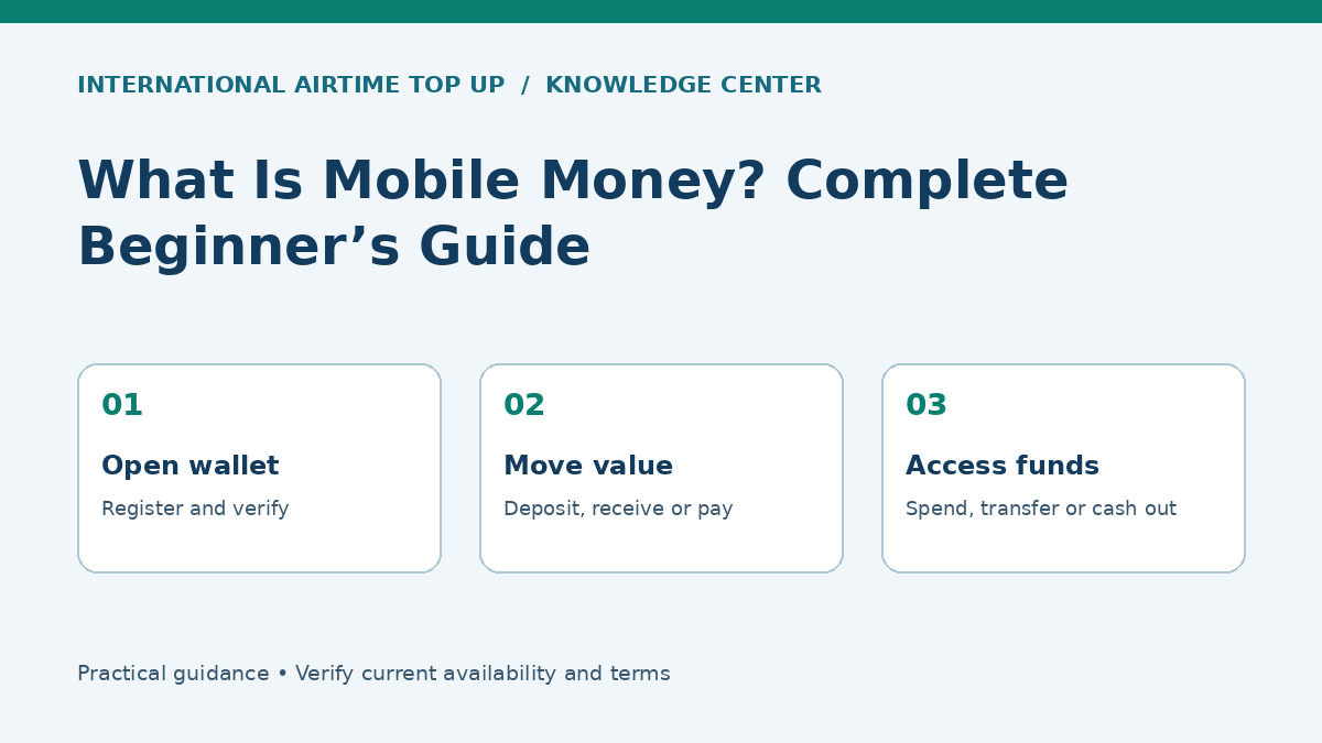 What Is Mobile Money? Complete Beginner’s Guide - Open wallet, Move value, Access funds